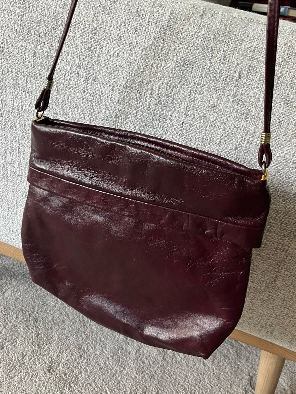 Vintage Mimo Sacs Burgundy Leather Crossbody Bag